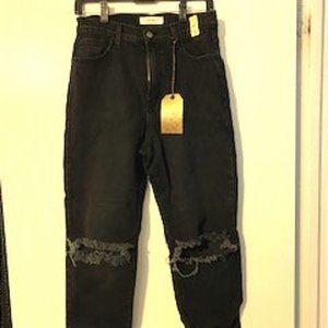 Black Distressed Mom Jeans